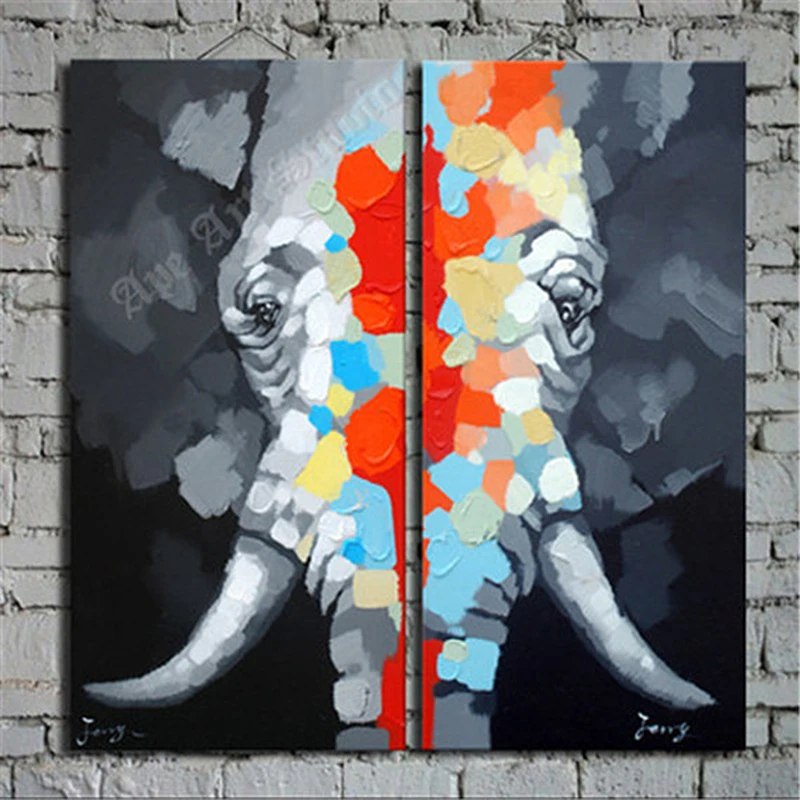 

Hand-painted oil painting Elephant combination oil painting,elephant wall elephant original,large oil painting art on canvas