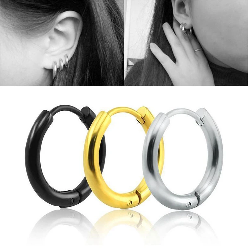 

1 Piece Round Steel Earrings Sleeper Silve-plate Small Ear Studs Many Sizes Ear Piercings Clips Nose Decoration DIY Jewelry Gift