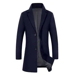 2019 винтажные готические куртки для отдыха на осень и зиму мужские утепленные шерстяной Тренч деловые мужские классические пальто средней
