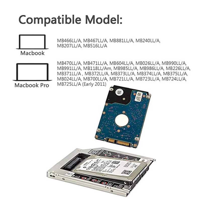 Карман для жесткого диска лоток 9,5 мм Универсальный SATA 2nd HDD HD SSD корпус карман для жесткого диска лоток, для 9,5 мм ноутбука CD/DVD-ROM
