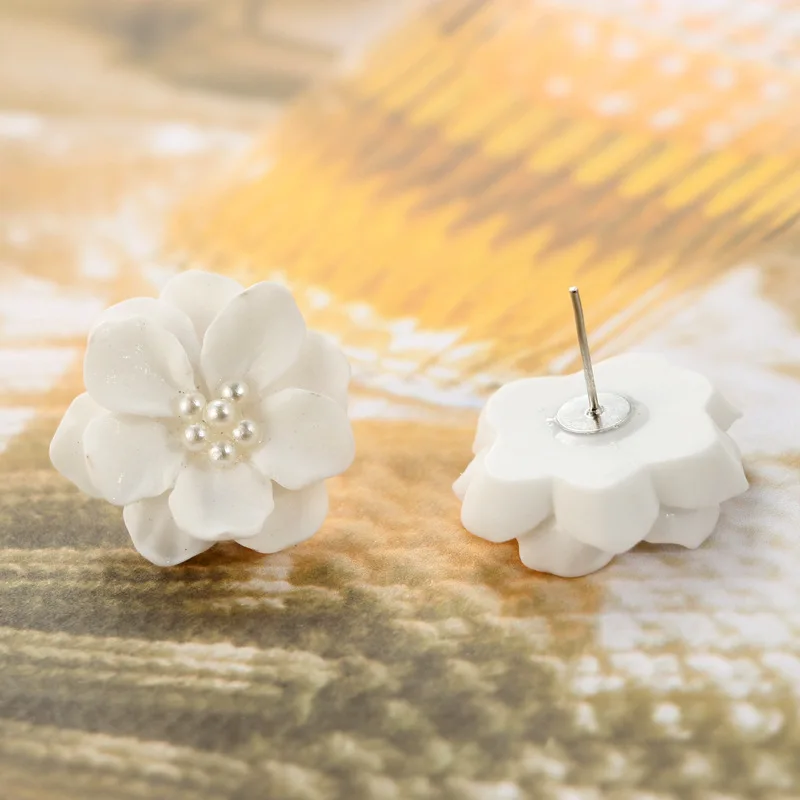 Гипоаллергенные Изысканные Подарки для женщин и девушек, 1 пара, высокое качество, уникальный изящный модный большой белый цветок серьги