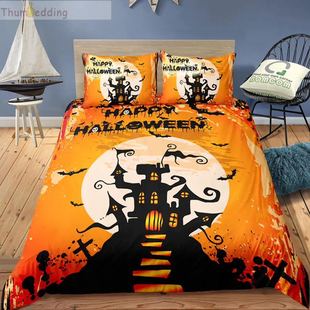 

Thumbedding Yellow Bedding Sets Halloween Celebration 3D Duvet Cover Digital Printing Home Atmosphere Decoration Bed Set 3pcs