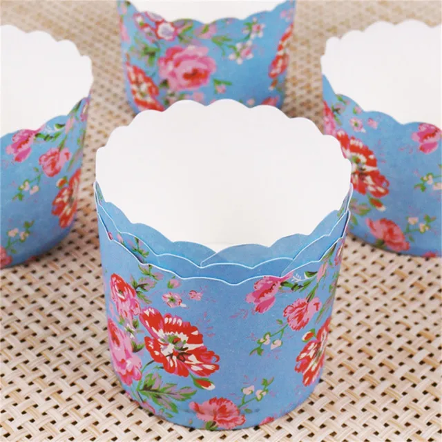 50Pcs/Lot Colorful Paper Cups Cupcake Cake Decoration Baking Pastry ...
