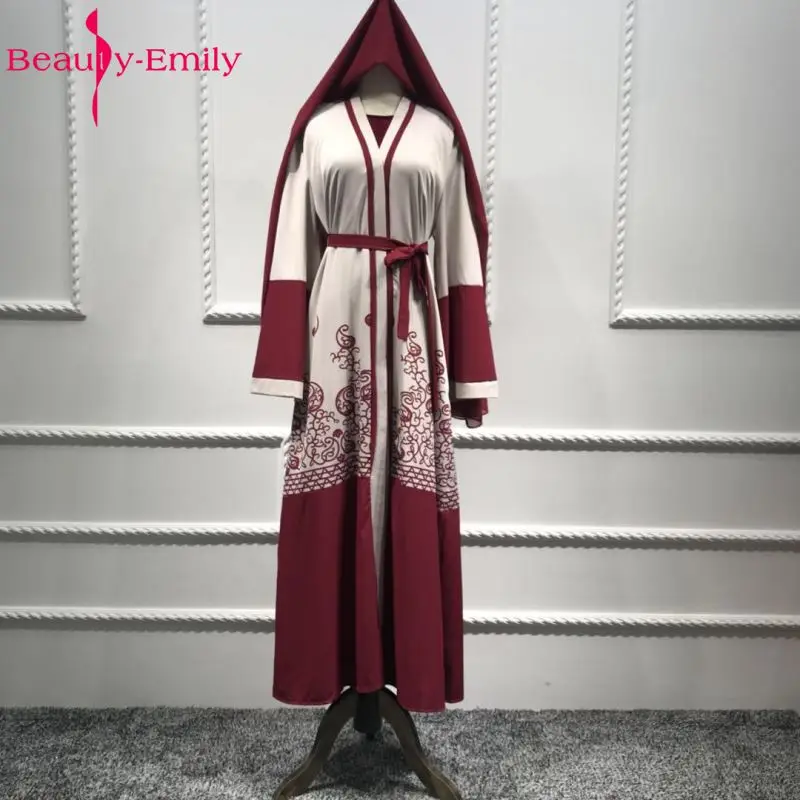 Beauty Emily Wine Red Plus Size Muslim Evening Dresses 2018 Women Formal Long Arab Evening Party Prom Dresses