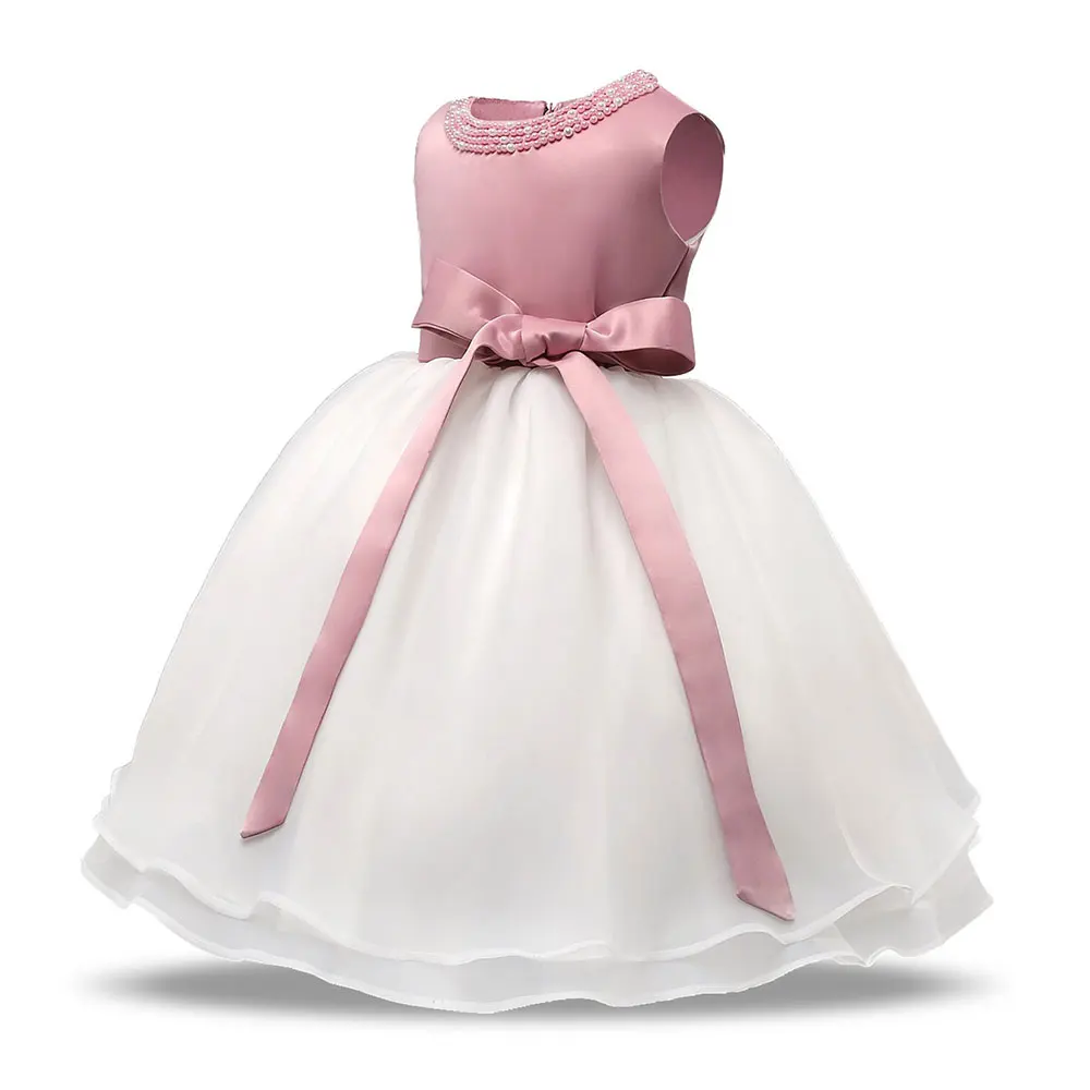 С длинным рукавом Платья для маленьких девочек для детей от 6 до 12 лет месяцев лук возрастом 1 год; детское свадебное платье для детей для маленьких девочек s белого цвета для девочек, платье на день рождения для вечерние - Цвет: 05