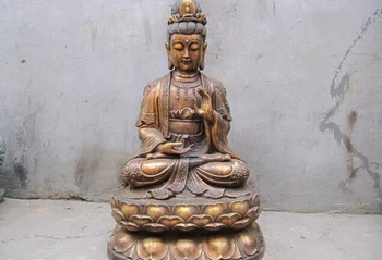 

USPS to USA S0471 Tibet Buddhism Bronze Copper lotus flower Guan Yin Kwan-yin Bodhisattva statue