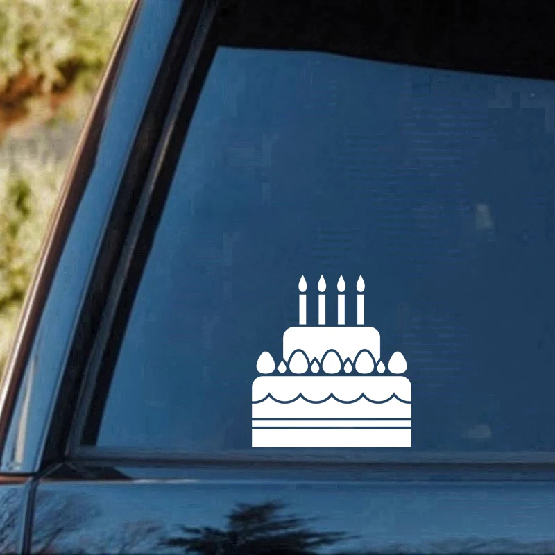 

Birthday Cake Cute And Interesting Fashion Sticker Decals Front Stickers Body Decals Rear Window Car Sticker