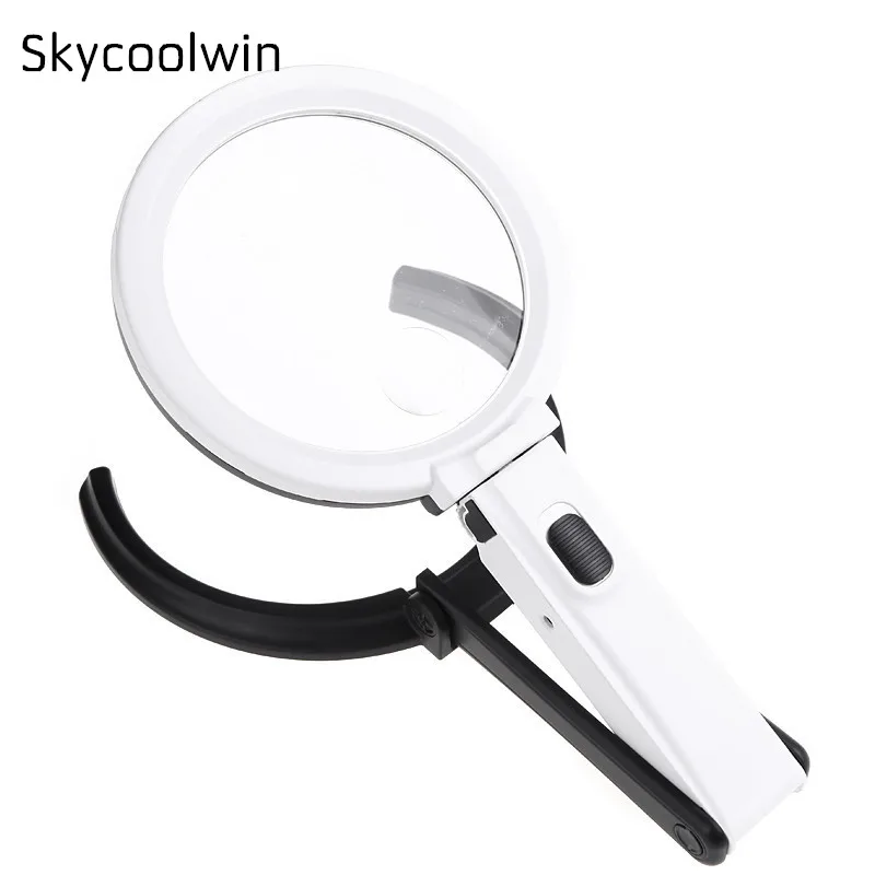 Hands Free 2X/5X Backlit LED Illuminated Magnifier Loupe with 10 LED