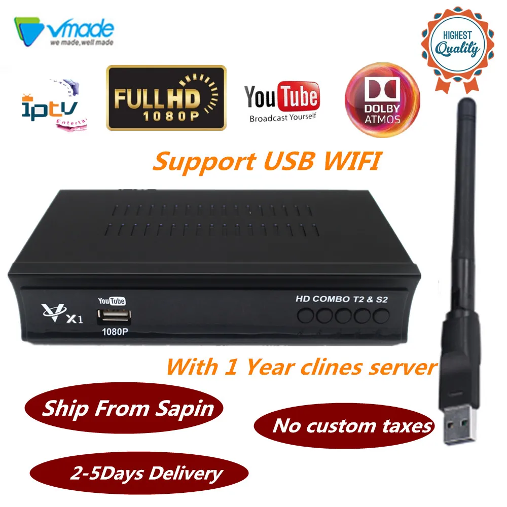 Vmade цифровой наземный спутниковый ресивер ТВ Dvb Combo T2+ S2 Dvb-t2 Dvb-s2 tv Box IP tv Youtube H.264 поддержка AC3 MPEG-2/4