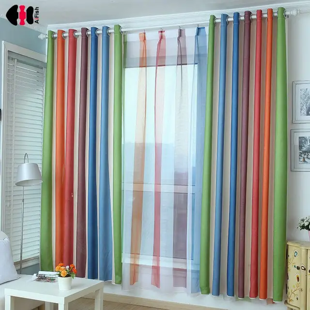 Regenboog Gestreepte Gordijnen Voor Eetkamer Slaapkamer Explosie ... Regenboog Gestreepte Gordijnen Voor Eetkamer Slaapkamer Explosie ...
