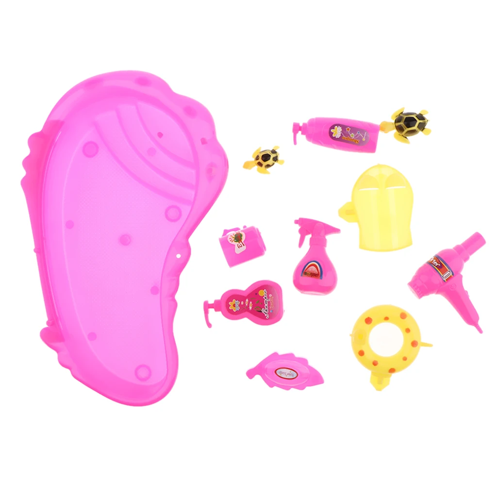 Fashion Doll Bathroom Furniture Set Mini Bathtub Toy Mini Toilet Toy Dollhouse Life Scene Ornament Random Color