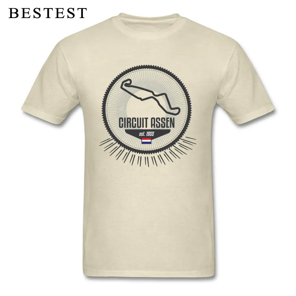 Assen Circuit 12595 Short Sleeve Tops T Shirt Crew Neck 100% Cotton Youth T Shirt Simple Style T Shirts Classic Assen Circuit 12595 beige