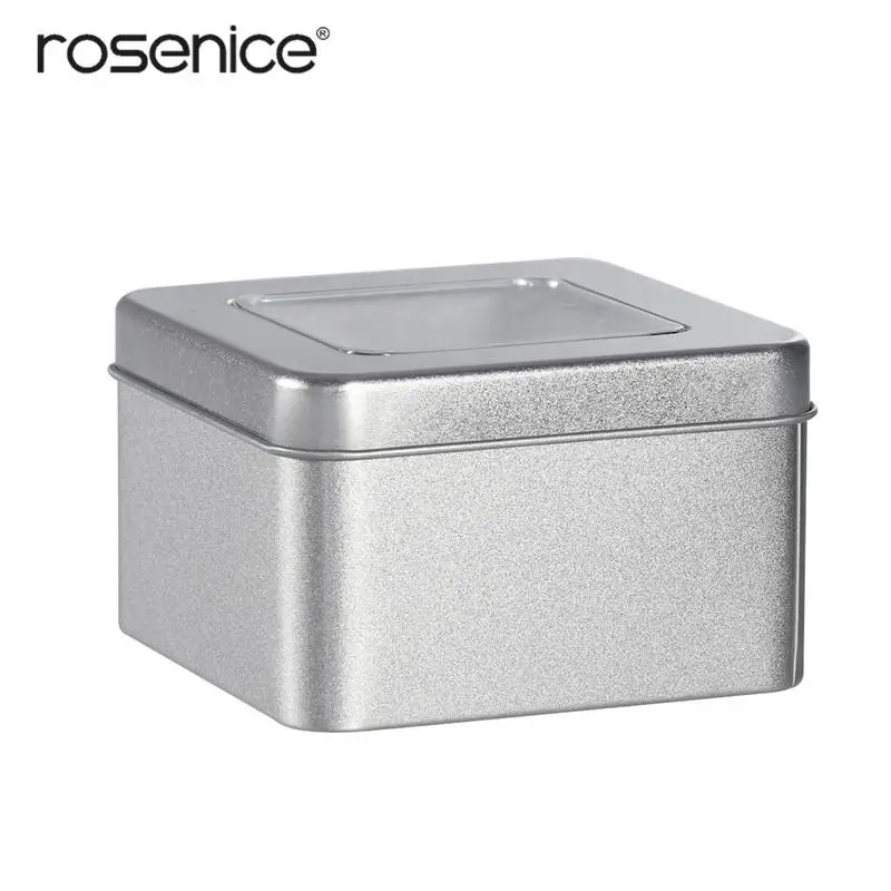 

1pc Tea Box Square Empty Tin for Store Spices Candies Tea Gift Giving Coffee Tea Caddies Silver Kitchen Sotrage Canister Teaware