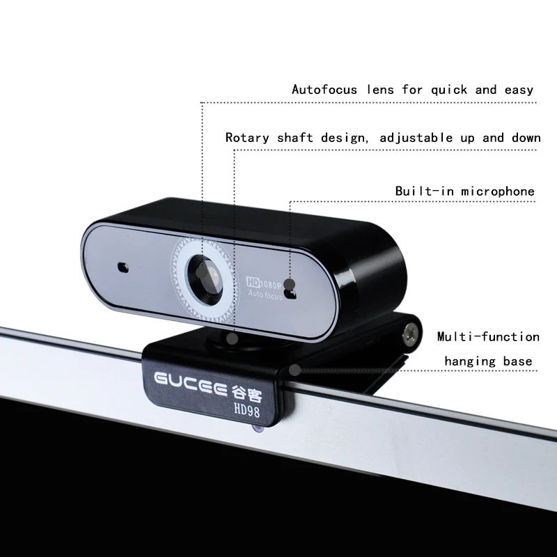 GUCEE 1080P HD веб камера Встроенный микрофон USB свободный привод Plug And Play Автофокус для
