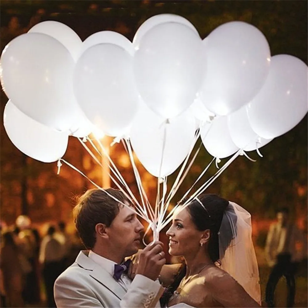 

12 Glow LED Latex Balloon Flash Light Ball Lamp Lantern Cocktail Evening 10pc Air Balls Inflatable For Wedding Birthday Party