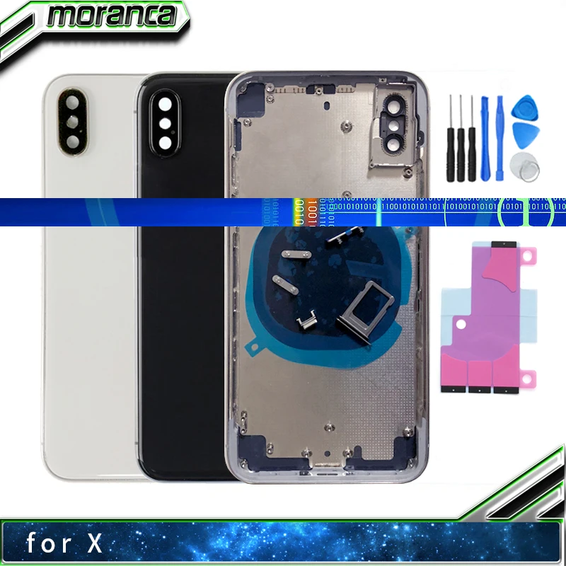 

High Quality Back Housing for IPhone X Rear Housing with Frame Back Glass Cover Chassis Space Gray White Replacement Parts