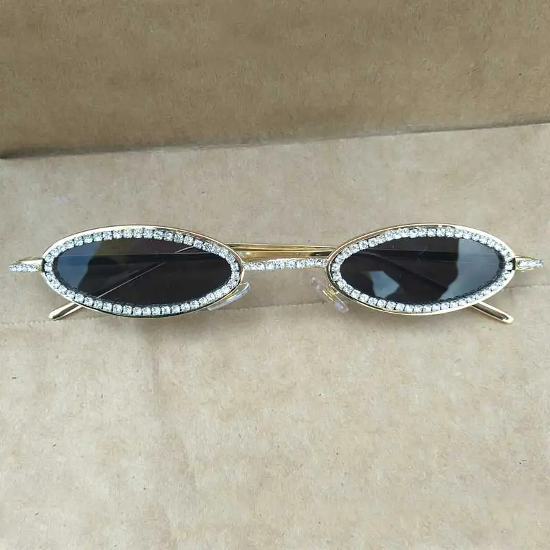 Винтажные Солнцезащитные очки с бриллиантами овальные очки женские маленькие Ретро хип хоп очки ретро солнцезащитные очки Роскошные женские очки