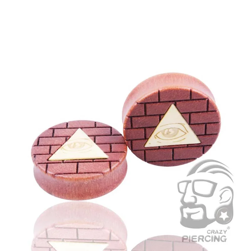 

Eye in the Triangle Carved Wood Ear Plugs Ear Piercing Tunnels Ear Expander Stretcher 12mm-30mm Body Jewelry
