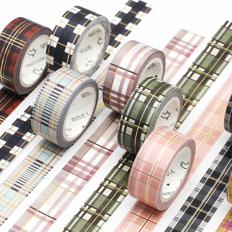 

15mm medium wide England Scotland check washi tape pink green black red color queen priest style packing decoration