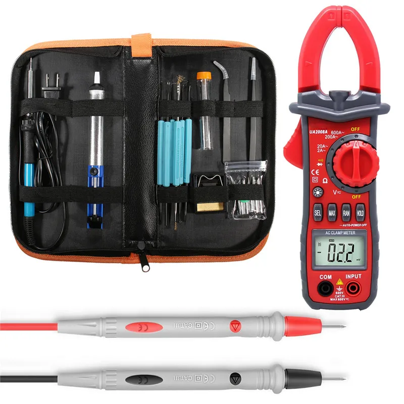 

Hot Selling Tool Set UA2008A Handheld Dual Open Digital Clamp Multimeter AC/DC Voltage Test Probes with Carrying Box