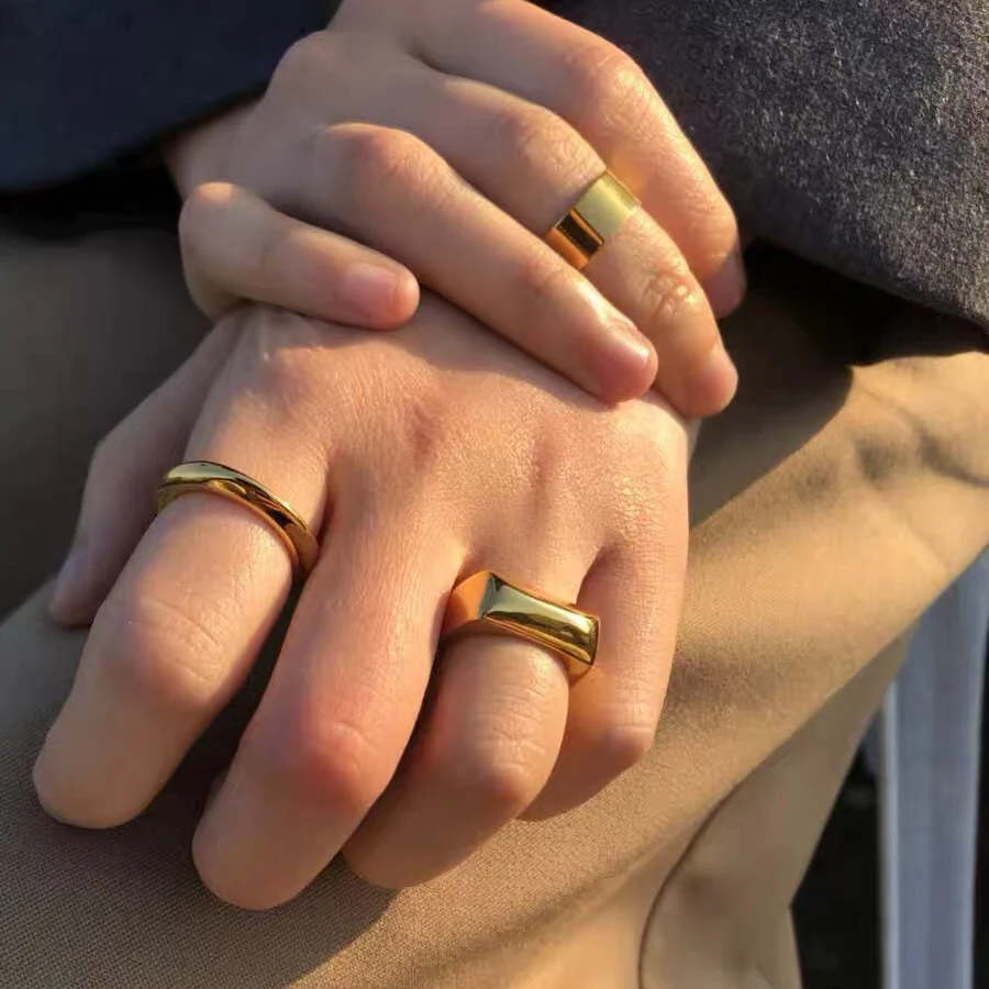 

France Niche Brand Designers Fashion Geometric Gold Ring Most Popular Collocation Jewelry For Women Men High Quality Bijoux