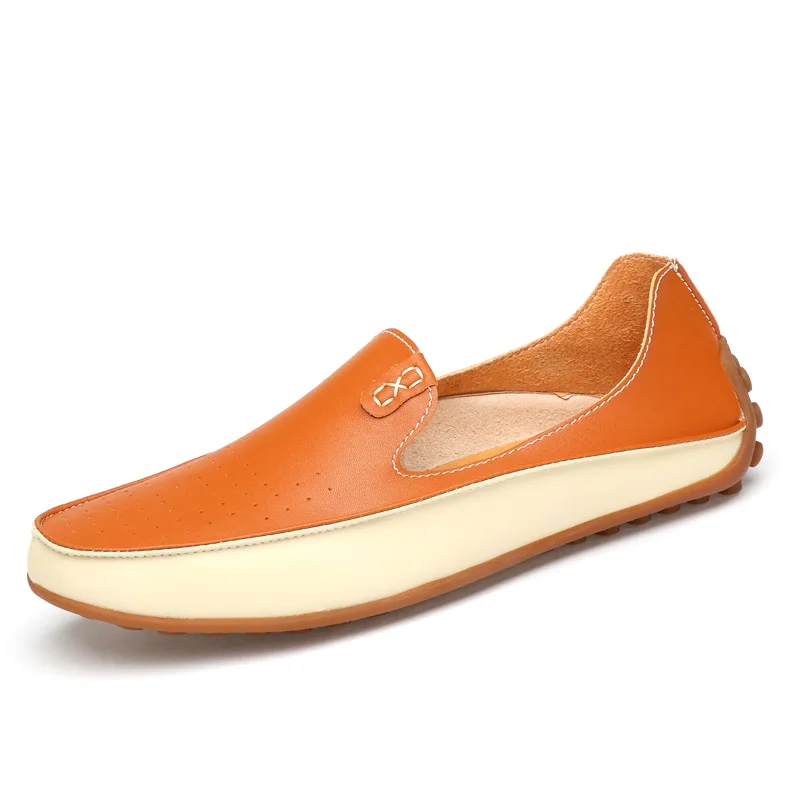 PUPUDA/Модная Кожаная обувь для мужчин; Новинка; Лоферы без шнуровки размера плюс 47; повседневная обувь для вождения; обувь в деловом стиле; мужские кроссовки - Цвет: Orange breathable