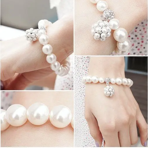 

New Arrival Hot Sale New Fashion Jewelry Pearl Bracelet With Pearl Ball Pendant B8