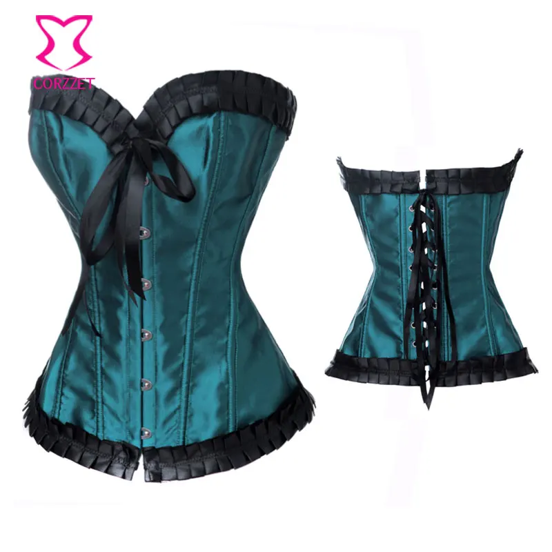 Elegant Dark Green Satin Tight Lacing Corset Sexy Bustier Tops Gothic Clothing Corselet Overbust Corsets and Bustiers Corsage Elegant Dark Green Satin Tight Lacing Corset Sexy Bustier Tops Gothic Clothing Corselet Overbust Corsets and Bustiers Corsage