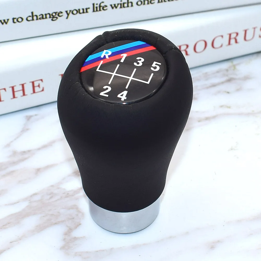 Sports Real Leather Gear Shift Knob 5 6 Speed For BMW 1 3 5 6 Series E30 E32 E34 E36 E38 E39 E46 E53 E60 E63 E83 E84 E87 E90 E91 - Название цвета: 5 Speed-X03