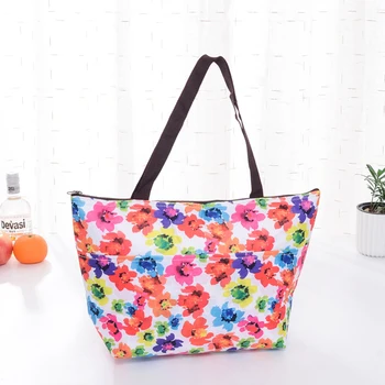 

Women Picnic School Cooler Large Capacity Tote Portable Printed Food Storage Lunch Bag Oxford Cloth Insulated Office Container