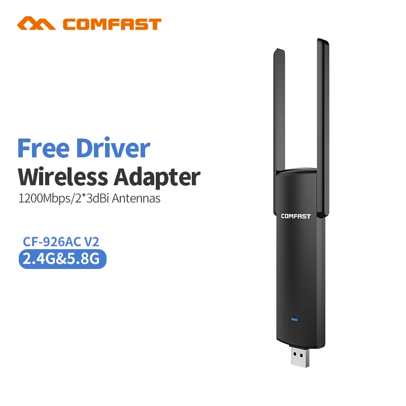 

COMFAST CF-926ACV2 1200Mbps USB 3.0 WIFI Adapter Free driver 802.11 b/g/n/ac Wifi Router Signal Network card 2x3dBi WIFI antenna