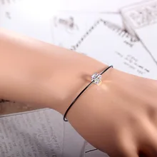 Браслеты из стерлингового серебра 925 пробы, ручная работа, модный простой дизайн, браслеты с бусинами, кристаллами, кожаной веревкой, очаровательные ювелирные изделия