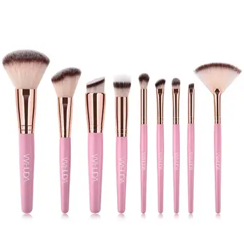 

VVHUDA Pro Makeup Brushes Tool Set 9 Piece Cosmetic Synthetic Hair Powder Foundation Fan Contour Eyebrow Maquiagem Kit