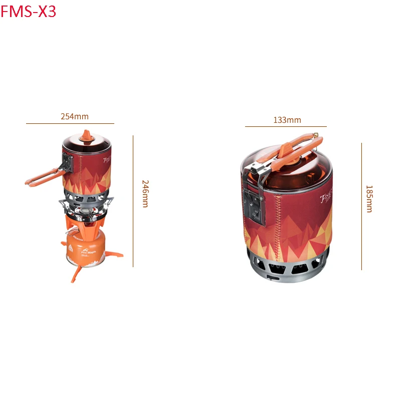Камин-Клен Кемпинг кухонная плита с горшком набор открытый газовый нагреватель кухонная посуда теплообменник горшок FMS-X2/FMS-X3
