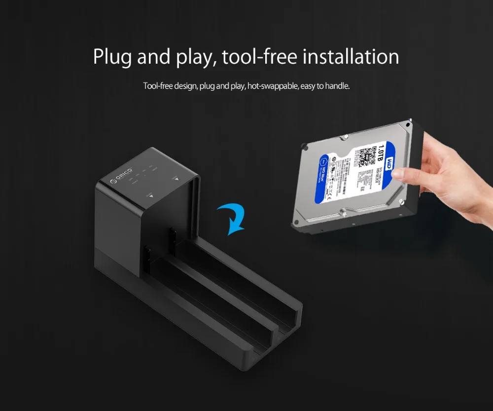 ORICO 2.5/3.5 Inch SATA Hard Drive Enclosure With Clone Function Support 20TB Max Clone Docking Station With 12V Power Adapter hard disk case usb 3.0