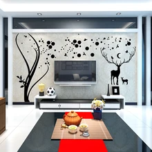 Скандинавский стиль дерево и олень Кристалл стены стикеры Искусство 3D наклейки плакат стены стикеры s для гостиной ТВ задний план домашний декор