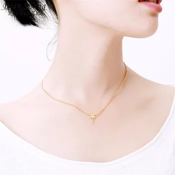 

Wholesale 10piece Hawaiian Jewelry Woman Palm Tree Necklace Stainless Steel Gold Silver Color Chain Charm Necklaces Bijoux Femme