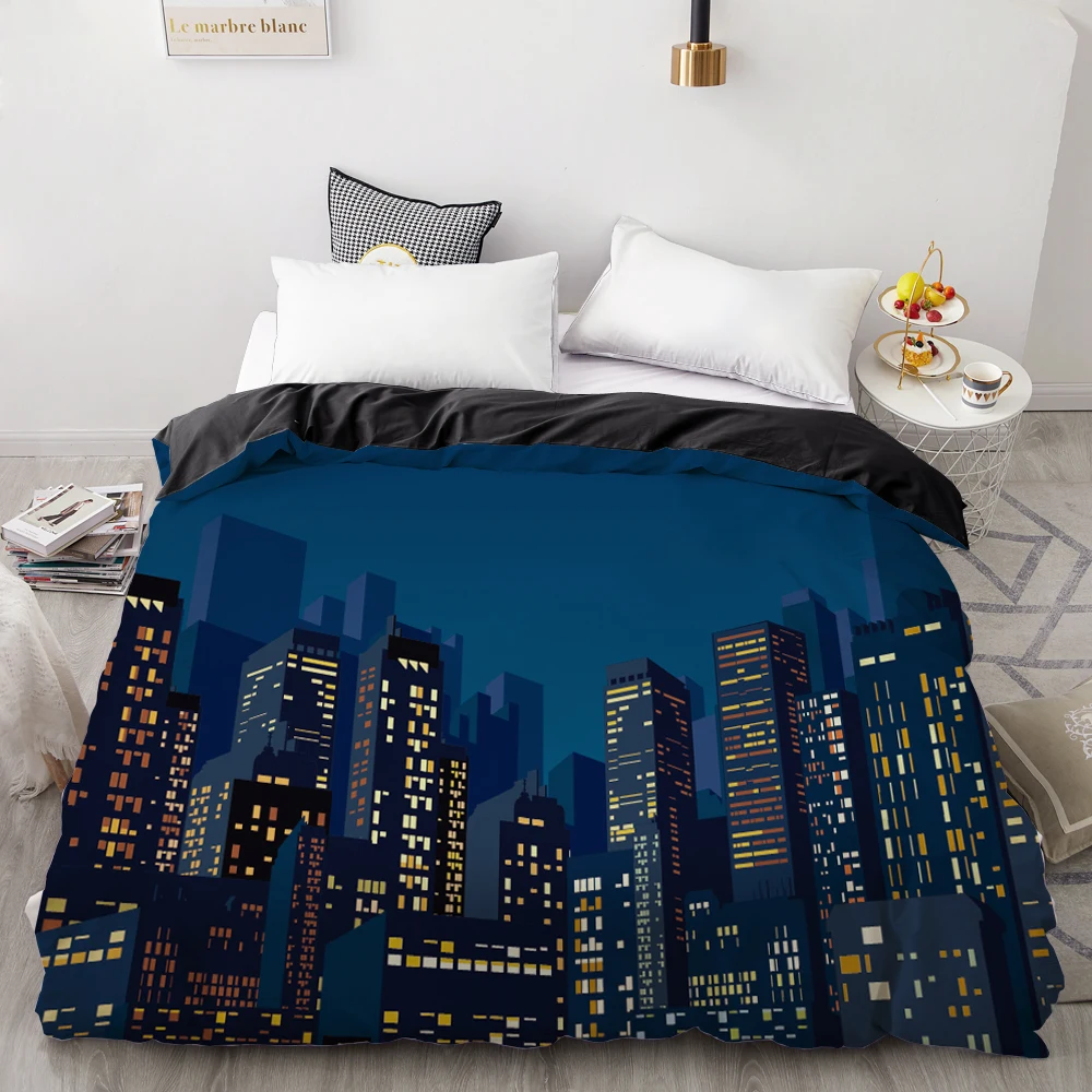 

3D HD Digital Printing Custom Duvet Cover,Comforter/Quilt/Blanket case Queen/King/Double,City night Bedding Drop Shipping