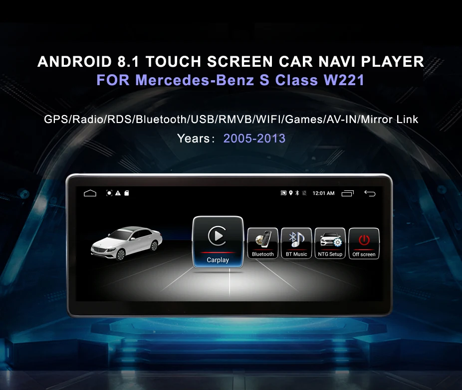 Clearance 10.25" 4G RAM 64 ROM Android Display for Mercedes Benz S Class W221 2006-2013 GPS Navigation Radio Stereo Dash Multimedia Player 0