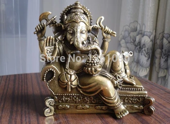 

xd 00555 Tibetan Buddhist bronze GANESHA INDISCHER GOTT statue on bed