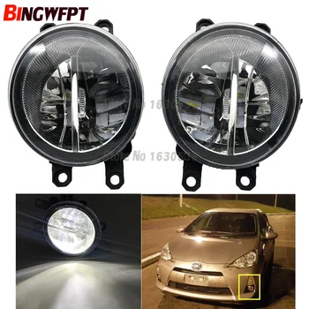 

2PCS Super Bright LED Fog Head Lamp Left Right Front Fog Lights H8 H11 Socket Lamps For Toyota aqua