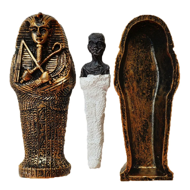 Ancient Egyptian Coffin Figurine Sculpture Egypt Mummy Statue - Image 4