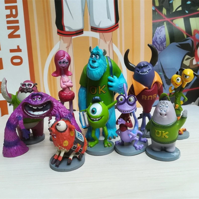 

5-8CM Disney Monsters University Mike Wazowski James P.Sullivan 10pcs/set Action Figure Anime Mini Collection Figurine Toy model