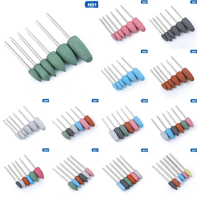 6pcs/bag Diamond Silicone Nail Drill Bit Set Electric Machine Burrs Accessories Milling Cutter for Manicure Remove Nail Gel Tool