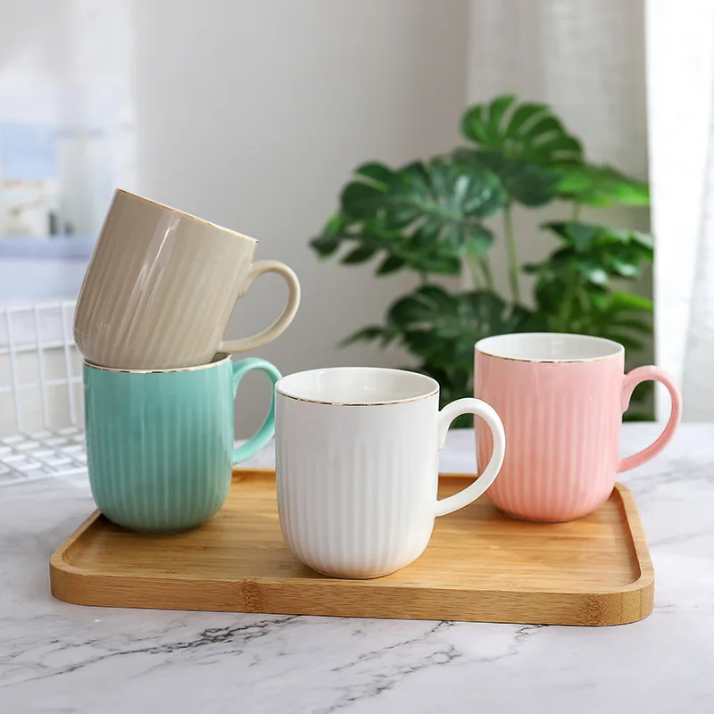 

400ml Creative Gold stripe mug elegant mug Porcelain Mugs Tea Milk Cup coffee cup Drinkware Mugs Gift