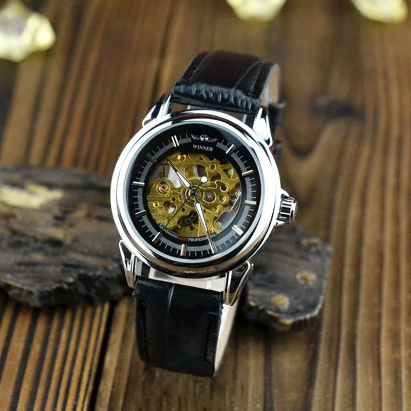 

New Business Men's Mechanical Wristwatches Luxury Automatic Mechanical Student Watches Simple Hollow Belt Youth Watch Sale