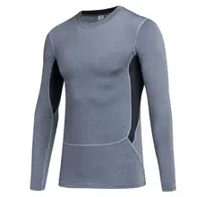 Мужская Профессиональная быстросохнущая длинная футболка для тренировок, занятий спортом, бега, йоги, сжатия, фитнеса, упражнений, одежда для футболок, футболка V1029