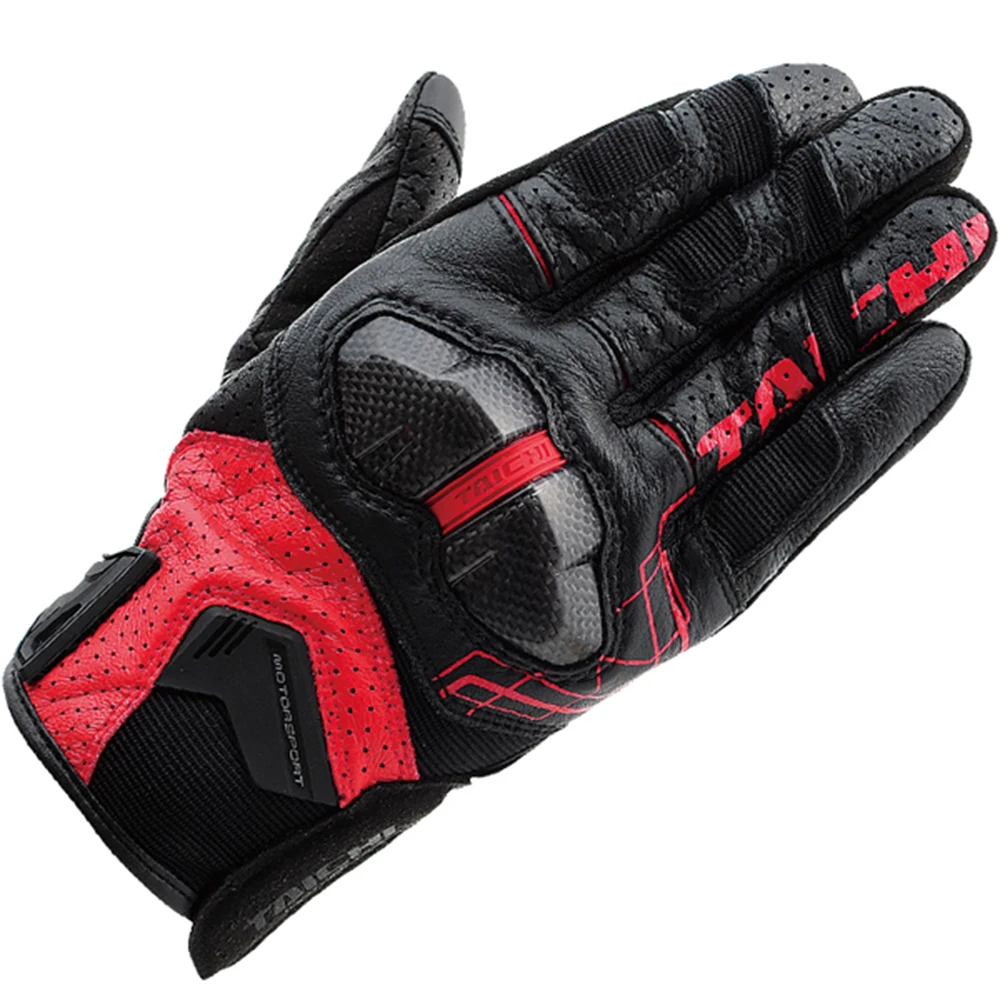 

Free shipping 2018 RST426 Armed Leather Mesh Black Red Gloves Moto Racing Motorcycle Riding Protective Leather Gloves