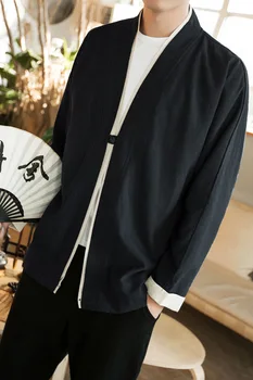 

Men Stand Collar V-neck Fashion Shirts comfortable soft High-grade Linen cotton Shirt Chemise Homme Clothes Camisa Masculina