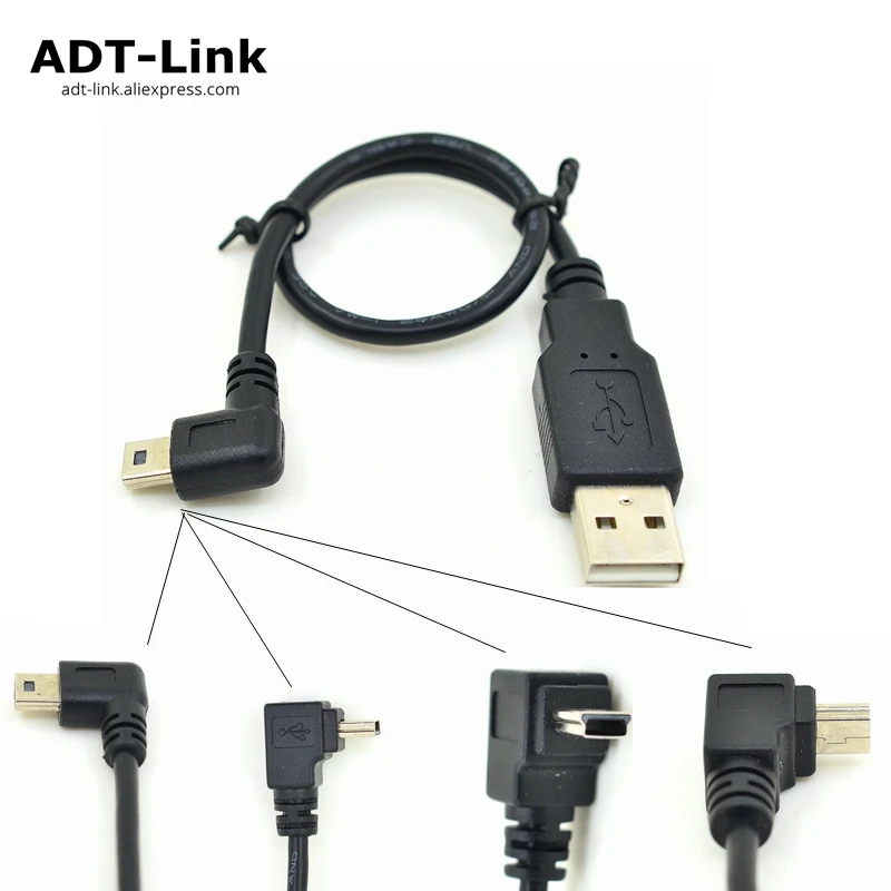 

Up Down Right Left Angled Mini USB Cable Cord - USB A to Mini B Angle Cable 25cm For Garmin Nuvi GPS Car Dash Cam Camera GoPro